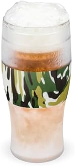 Host FREEZE Beer Glasses, Frozen Beer Mugs, Freezable Pint Glass Set, Insulated Beer Glass to Keep Your Drinks Cold, Double Walled Insulated Glasses, Tumbler for Iced Coffee, 16oz, Green Camo