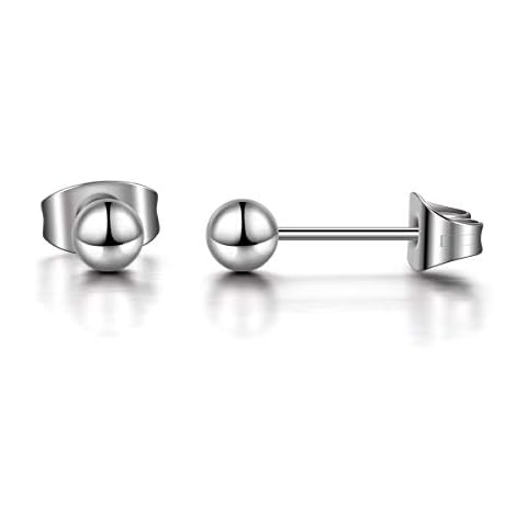 TGNEL G23 Titanium Ball Earrings Studs Tragus Cartilage Helix Earring Charms, Medical Grade Ball Piercing Earrings Hypoallergenic for Women Men Sensitive Ears (6mm Silver) Cover