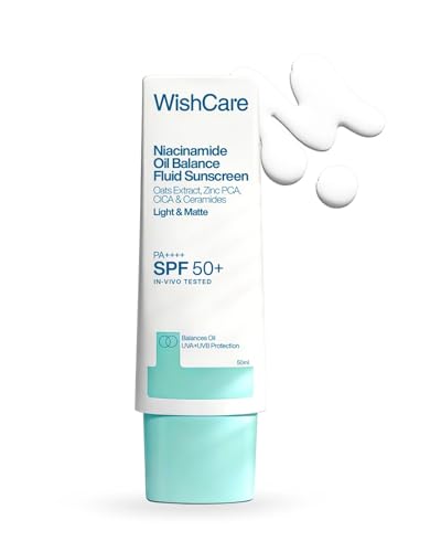 WishCare 5% Niacinamide Oil Balance Fluid Sunscreen SPF 50 PA++++ - Lightweight Matte Sunscreen SPF...