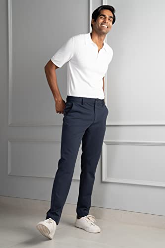 The Pant Project Luxurious, Stretchy Casual Pants for Men, Stylish, Fashionable Slim-Fit Men's Pants for Office or Party, With Expandable Waist and 4-Way Stretch