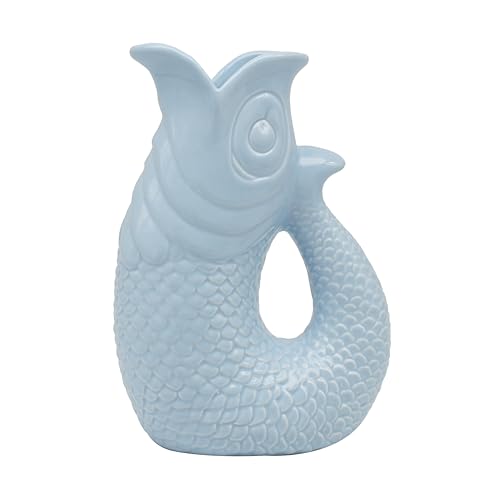 The Leonardo Collection Brocca per pesci/vaso blu 26 cm per cucina e casa, brocca in ceramica o vetro per uso multiplo, bellissimo vaso per crema o latte per uso quotidiano, può essere utilizzato