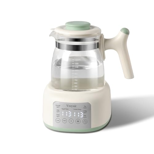 Baby Instant Water Warmer for Formula 1.5L Glass Baby Bottle Warmer with 6 Preset Temperatures 72H Keep Warm Night Light Detachable Kettle BPA-Free