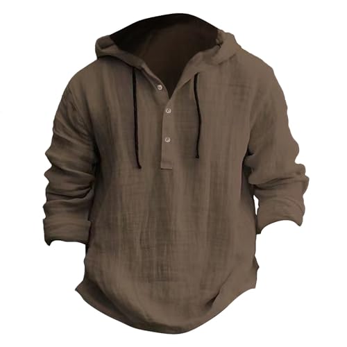 Kapuzenpullover Herren Baumwolle Pullover Dünner Baseball-Sweatshirt Langarm mit Knopf T-Shirt Hemden Tops Hoodie Mit Kapuze Knopfleiste