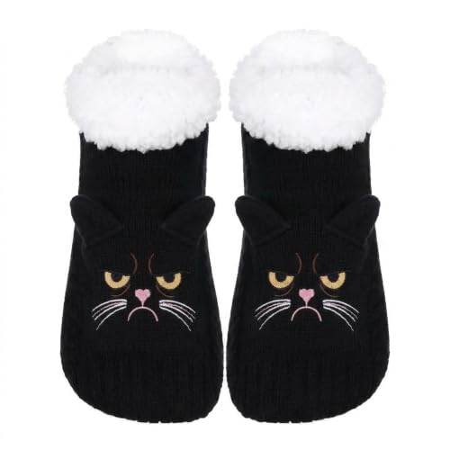 Image of ZYZX Cute Cat Slipper Socks for Women with Grips,Fuzzy Socks Indoor