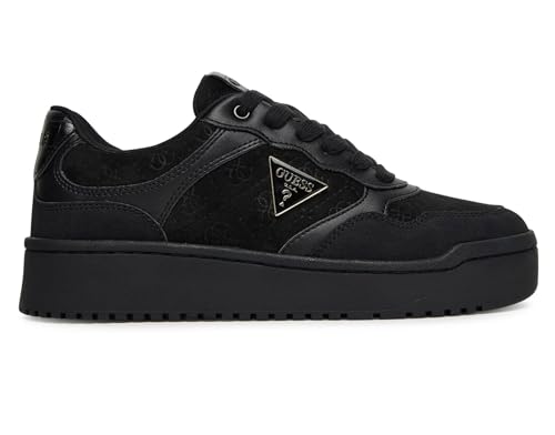 GUESS Flfmr9 Sneakers mit Schnürsenkeln aus Kunstleder für Damen, Schwarz 37