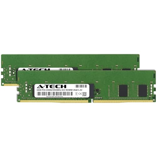 Image of A-Tech 32GB Kit (2x16GB) DDR4 2933MHz PC4-23400 ECC RDIMM 1Rx8 Single Rank 1.2V ECC Registered DIMM 288-Pin Server & Workstation RAM Memory Upgrade Modules (A-Tech Enterprise Series)