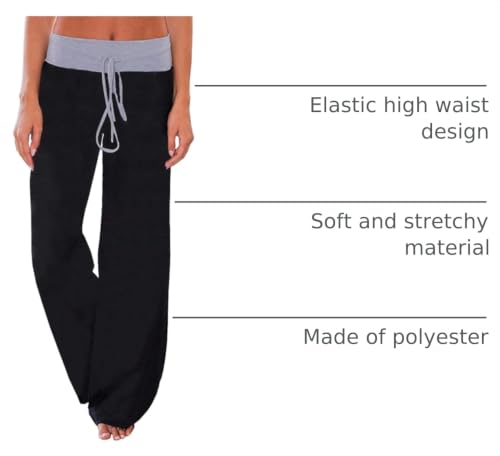 Image of iChunhua Women's Comfy Stretch Floral Print Drawstring Palazzo Wide Leg Lounge Pant