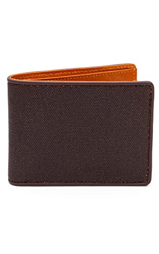 Koshibu Wallet, Italian Leather, Bifold, Pure Bill Purse, Thin, Men's, Made in Japan, Japanese Style, Persimmon Shibu Dyed, Canvas, Leather, No Coin Purse, Birthday Gift for Dad, KSV-011kus (brown)