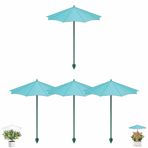 4er-Pack Pflanzenschirm Mini Sonnenschirm FüR Pflanzen Sonnenschutz FüR Outdoor Pflanzen Inklusive ErdspießE SchüTzt Vor Uv-Strahlen Wind Und Regen Wiederverwendbar Für DraußEn Balkon Garten (A)