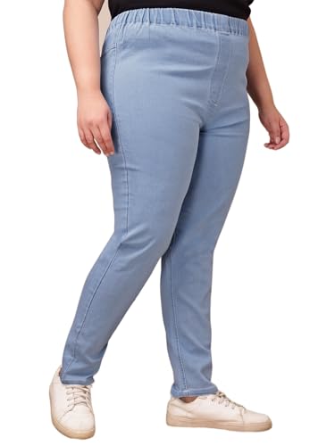 Women's Denim Light Blue Jeggings – Formal Wear Jeggings, Ultra Plus Size Comfortable Stretchable Denim Jegging4