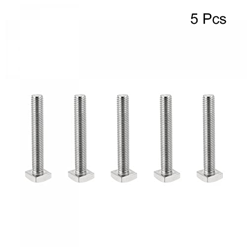 Image of uxcell Square Head Bolt, 5pcs M8x55mm Fully Thread 304 Stainless Steel Grade C Square Machine Screws
