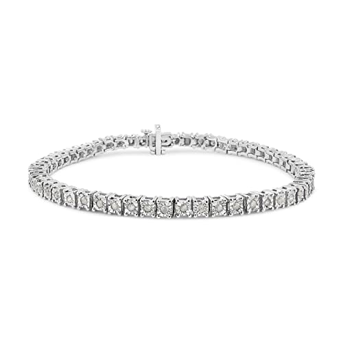 Original Classics Sterling Silver 1.0 Cttw Diamond Square Frame Miracle-Set Tennis Bracelet (I-J, I3) - Choice of Metal Color and Size