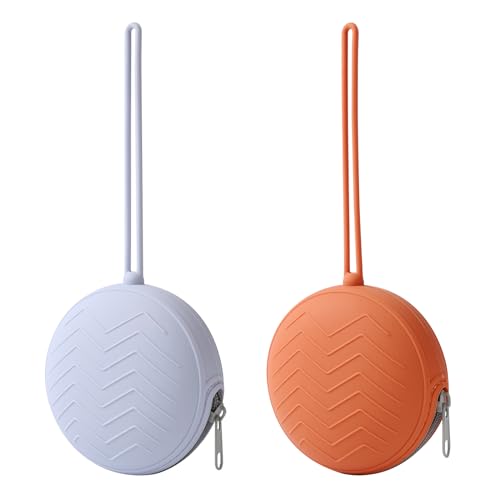 Image of Nupoopy 2 Pack Silicone Pacifier Holder Case,Portable Newborn Pacifiers Silicone Pouch for Boys & Girls, BPA Free Pacifiers Container Case (Gray,New Clay)