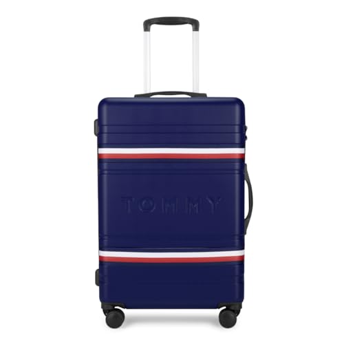 Image of Tommy Hilfiger Plastic Berlin Unisex Spinner Hard Luggage - Navy, 67Cm Mid Bag with 4 Wheel Trolley