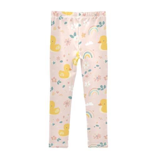 Yellow Duck Flower Rainbow Girls Casual Leggings for Kids Printed Long Pant Bottoms Stretch and Soft2