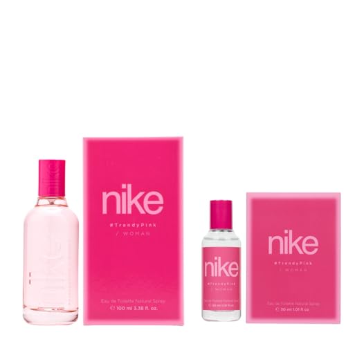 NIKE - Trendy Pink Promoción 100 ml + 30 ml, Colonia Mujer, Pack 2 Productos, Perfume Formato Spray, Eau de Toilette Natural y Femenina, Aroma Floral, Fragancia Fresca