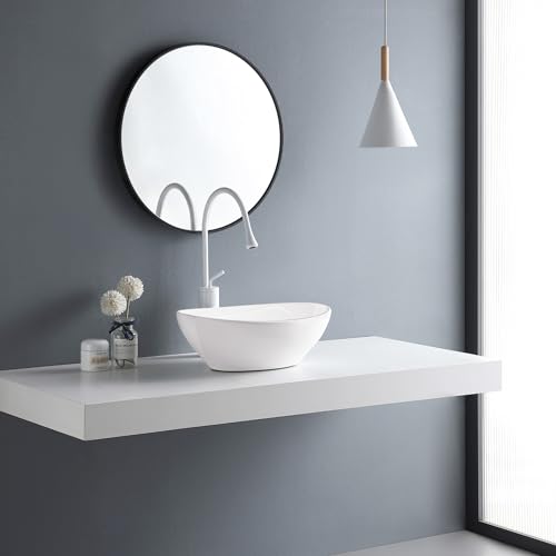 Miniatura 5 de Aquauno Goya Lavabo Ovalado De Cerámica Blanca 42 X 33 Cm Sin Orificio Para Grifo Y Rebosadero Para Baño Y Aseo De Invitados