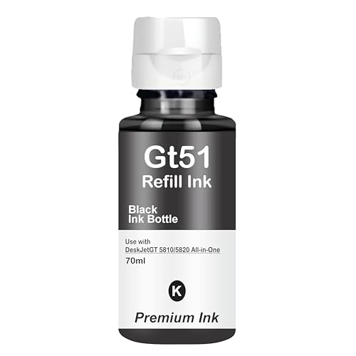 Image of Reffil Ink GT51 Compatible for HP 115, 310, 315, 319, 410, 415, 416, 419, 455, 500, 515, 520, 525, 530, 589, 615, 750, GT5810, GT5811, GT5820 Printers (GT51 Black Ink 1 Pcs)