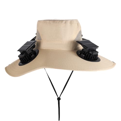 Gorra con Ventilador Solar | 4 Ventiladores, ala Ancha, Protección Solar | Sombrero de dor,para, Senderismo, Jardinería, Viajes, Playa, Golf, Paseos en Bote, Trabajo en