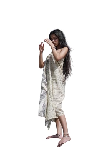 Rustic Print Cotton Sarong | Artisan Boho Cover-Up Minimalist Block Print Sarongs | Modern Boho Wrap Tropical Printed Cotton Pareo | Handmade Sarong