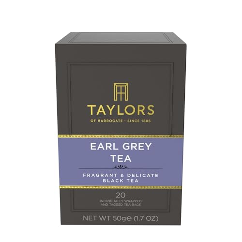 Image of Taylors of Harrogate Earl Grey, Black Tea, Individually Wrapped Bags, 20 Count (Pack of 1), Fragrant, Delicate & Light, Caffeinated, Enjoy Hot or Iced, 20 Teabags