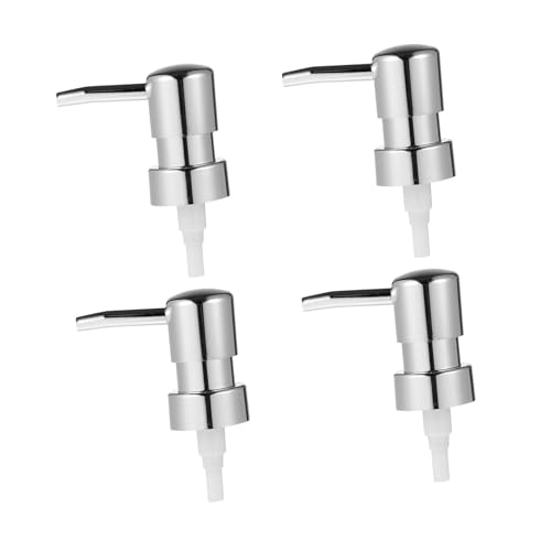 HONITANO 4 Stück Teiliges Pumpkopf Emulsionsflaschen Langlebiger Seifenspender Ersatzaufsatz mit Ergonomischem Handdruck Kompatibel für Shampoo Lotionflaschen Einfache Steuerung Silbernes