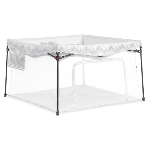 Image of Dream On Me Ziggy Playpen Only, Soft Base, Portable, 43.3in, Dove White | Soft padded base, non-cross frame, foldable iron frame, 210D nylon, Ages 6-36mo, 30lbs, ASTM certified, Quick setup.