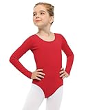 Stelle Long Sleeve Ballet Leotards for Girls Dance Leotard Black Gymnastics Ballet Outfits (Toddler/Little Kid/Big Kid) (Red,4T)