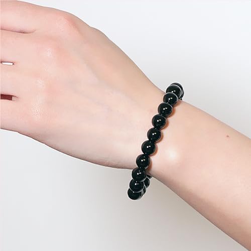 Black Tourmaline Bracelets For Men Protection Bracelets For Women Chakra Feng Shui Stretchy Obsidian Agates 8mm Beaded Bracelets Lucky Handmade Bracelets(A Grade Tourmaline)4