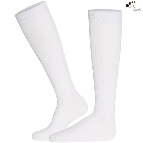 Image of Mysocks Knee High Socks for Women Men Combed Cotton Seamless Toe Tall Long High Socks