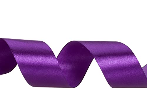 Image of ATRBB 25 Yards 1-1 /2 inch Purple Satin Ribbon for Gift Wrapping | Wedding, Bows, Colorfast Polyester Fabric Thick Ribbon for Bouquets Party Decor Crafts Handmade Flower DIY