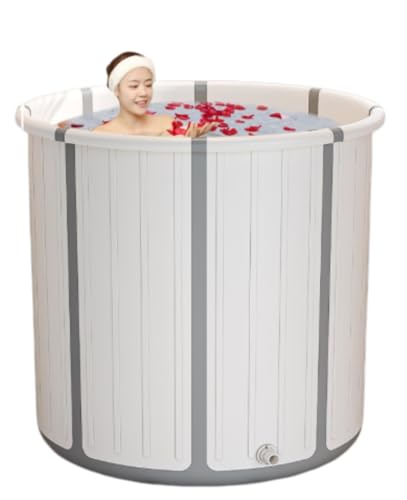 Damika ポータブル浴槽 折り畳み浴槽 ポータブルバスタブ スパ浴槽 お風呂 コンパクト バスタブ 簡易露天風呂 断熱保温 簡単に組み立て 断熱蓋付 持ち運び 浴槽 お風呂 家庭用 簡易風呂 全年齢対応 大人 子供 プール (濃厚,Lサイズ(取付不要)