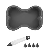 HINMAY Dog Birthday Cake Mold Silicone Bone Shape Cake Pan with Decorating Pen (Black, 7")