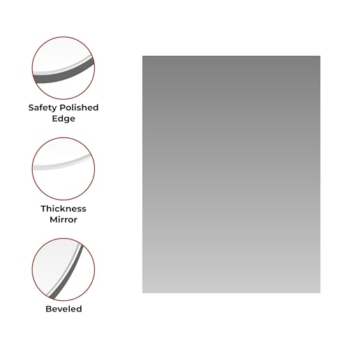 Image of Rectangular Frameless Wall Mirror - Modern Decorative Mirror for Bathroom, Bedroom & Entryway. (18 X 24)