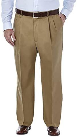 Haggar Premium No Iron Khaki Classic Fit Pleat Front Pant (Regula...