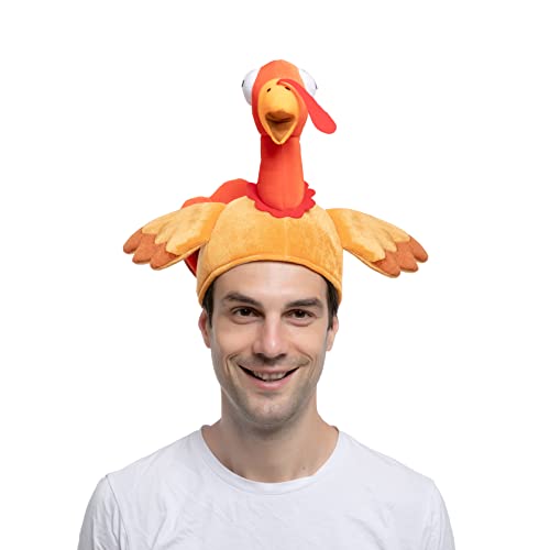 JOYIN 2 Pack Silly Wacky Turkey Cute Hat, Brown Turkey Caps for Thanksgiving Decoration, Role Play and Carnival Cosplay