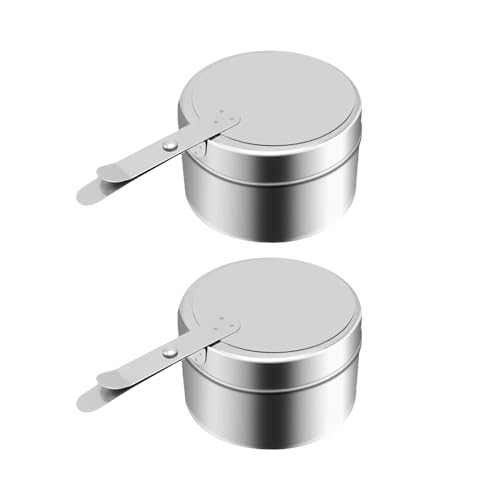 MagiDeal 2x Stainless Steel Fuels Cans Holder, Chafing Dish Fuel Cans for Food Warmer, Round Fuel Holder with Cover for Buffet Warmers