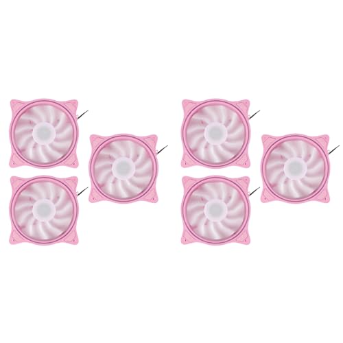 Lbvzxkad Ventilador Frío de 4 Y 120 mm Ventiladores de PC Ventilador Silencioso de Gran Volumen de Aire con LED Rosa Externo de 3 Aperturas Interntl para Enfriamiento de PC Paquete 6
