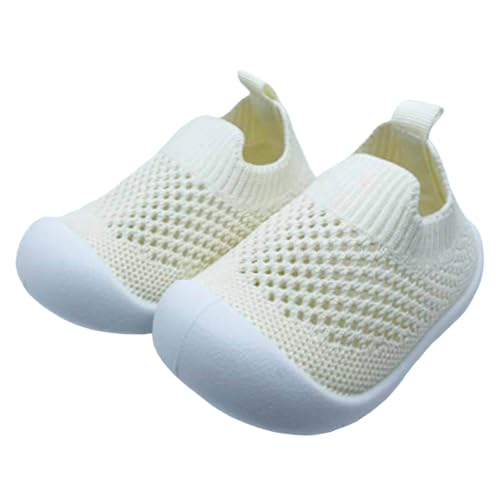 Zapatos de bebé para aprender a andar, transpirables, zapatillas de interior y exterior, antideslizantes, suela de goma suave, zapatos para niños y niñas, Blanco, 20 EU