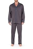 HOM Herren SAMENA Long Sleepwear Boutonné Pyjamaset, Dunkelgrau, Blaue Paspeln, S