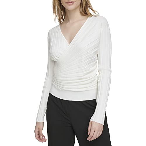 Calvin Klein Women's Long Sleeve Faux Wrap Sweater2