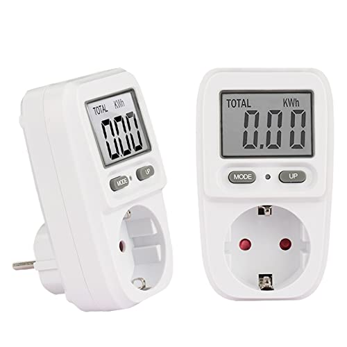 CLIUNT 2 Stück Energiekostenmessgerät, Stromzähler für Steckdose, Leistungsmessgerät, Stromkostenmessgerät, Strommessgerät Steckdose, 3680W 16A Strommessgerät mit LCD Bildschirm Überlastsicherung Cover