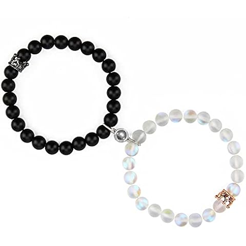 Magnetic Couples Bracelets King and Queen, Crown Couples Bracelets for Boyfriend Girlfriend, Matching Bracelets for Couples, Beads Couples Bracelet for Men and Women Cover