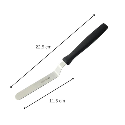 Foto von FMprofessional gewinkelt 22cm Konditorpalette, Polyethylene, schwarz 22.5x11.5x1.6 cm ,Schwarz / Silber