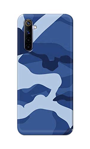 Image of Printed Hard Back Cover Case for Realme 6 | Realme 6S | Realme 6i Back Cover (Army Blue Pattern) -702