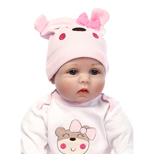 Cakunmik Reborn Baby Dolls Mädchen 22 Zoll mit offenen Augen, realistische weiche Silikon-Neugeborenen-Babypuppe, echtes… – Bild 4