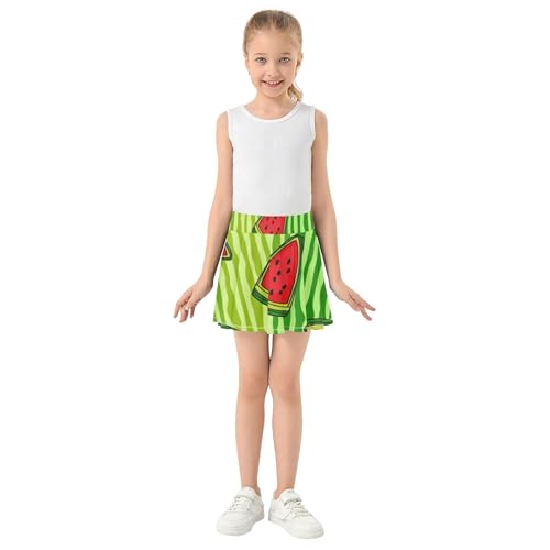 Watermelon Slices Green Stripes Athletic Shorts for Girls Skorts Kids Tennis Skirts Dance Pleated Skort 3t3