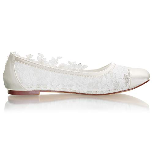 Emily Bridal Wedding Shoes Lace up Round Toe Rhinestone Flat Mother of The Bride Shoes3