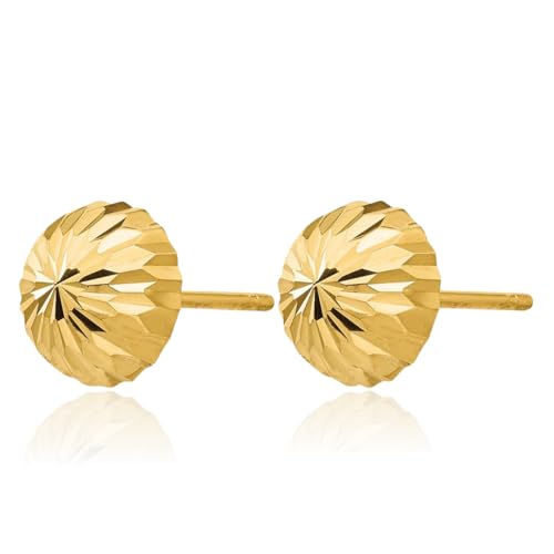 14K Solid Yellow Gold 8mm Stud Earrings3