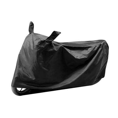GOSHIV Motorcycle Cover Compatible with Bajaj CT 110X Water Resistant Dustproof UV Protection Polyester Fabric Mirror Pockets Overlocking Stitch Black